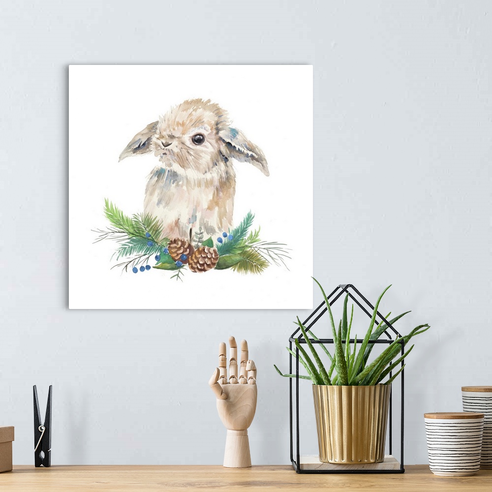 A bohemian room featuring Floppy Eared Bunny On Greenery