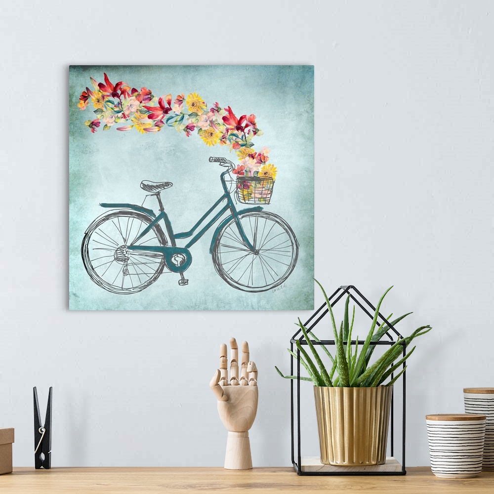 A bohemian room featuring Floral Day Bike II