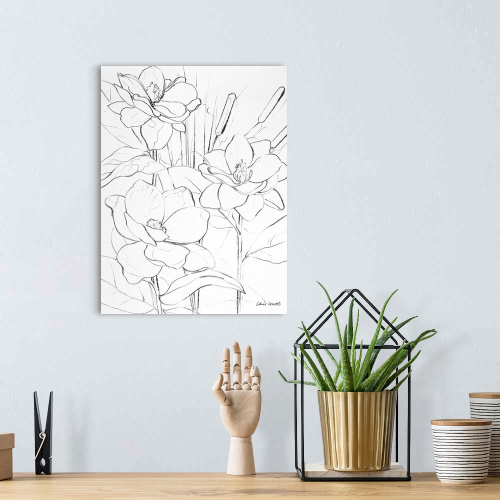 A bohemian room featuring Floral Sketch II