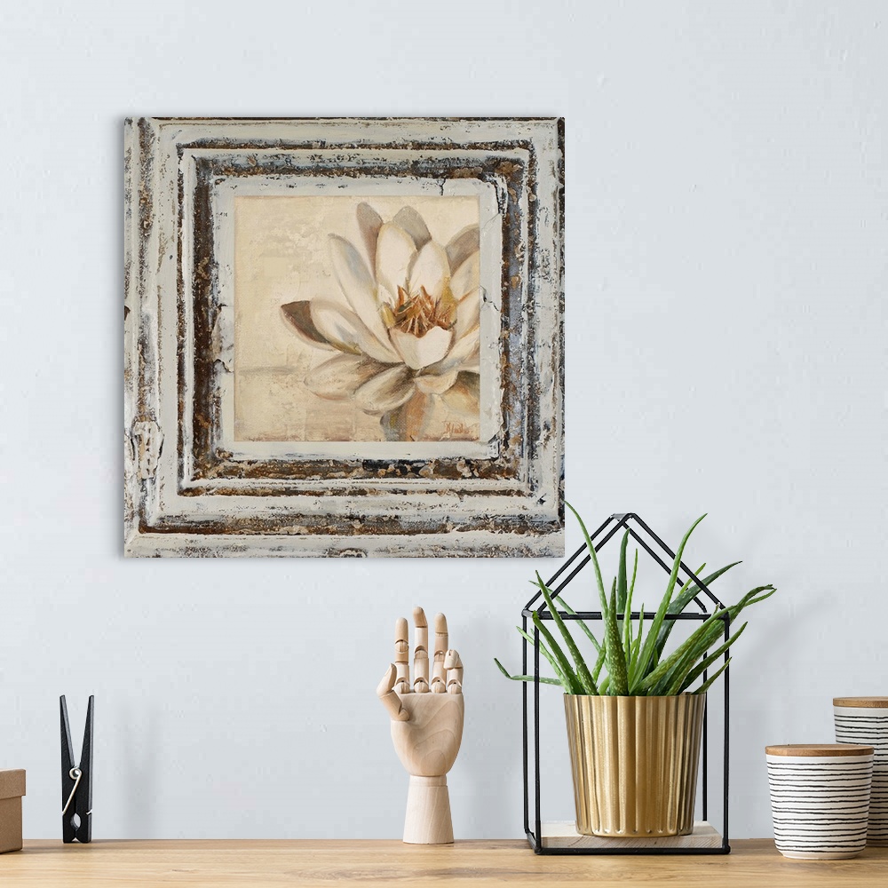 A bohemian room featuring Flowers and Leaves Square IV
