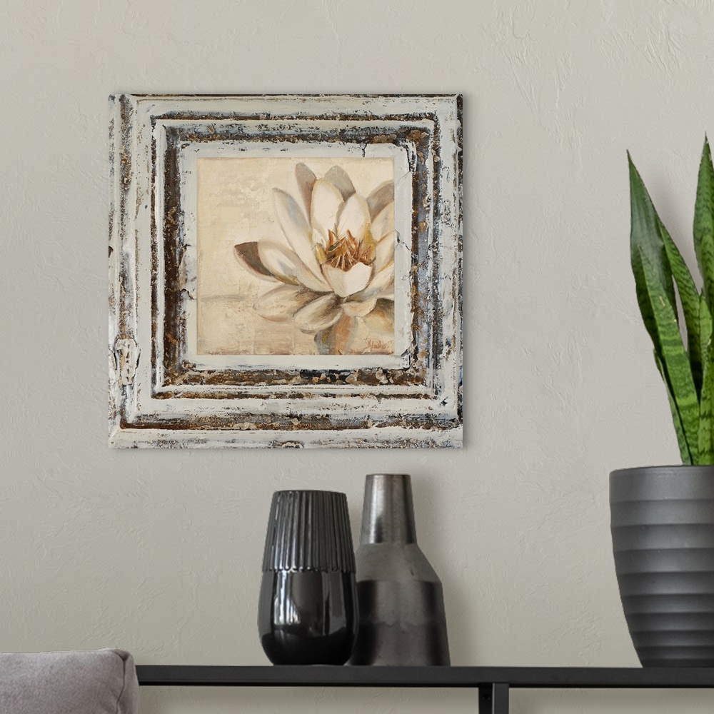 A modern room featuring Flowers and Leaves Square IV