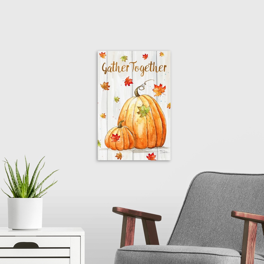 A modern room featuring Gather Together Pumpkin
