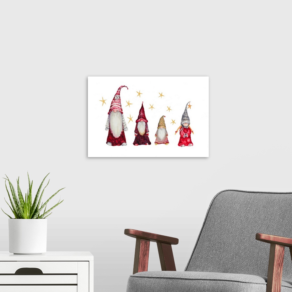 A modern room featuring Gnome Family