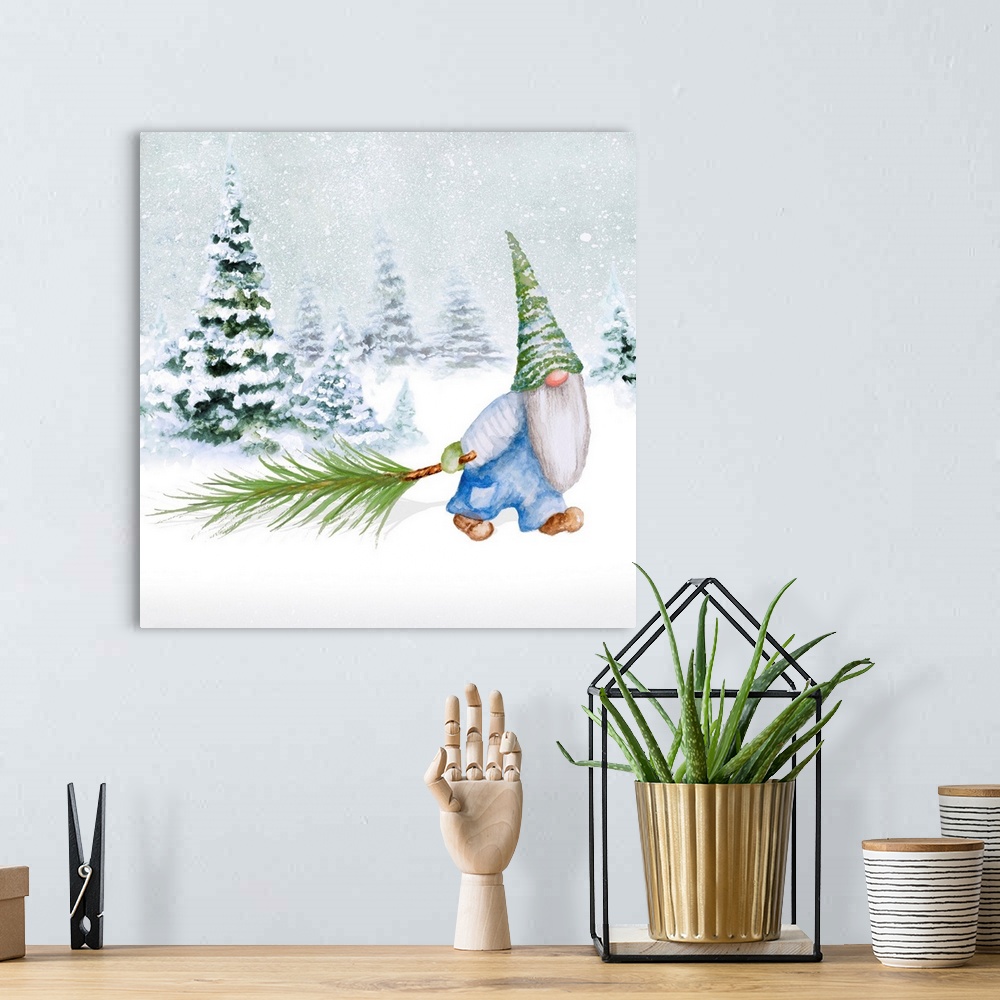 A bohemian room featuring Gnomes On Winter Holiday I