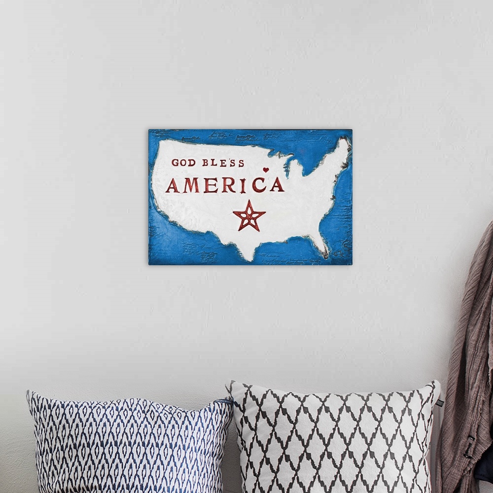 A bohemian room featuring God Bless America (Red, White And Blue)