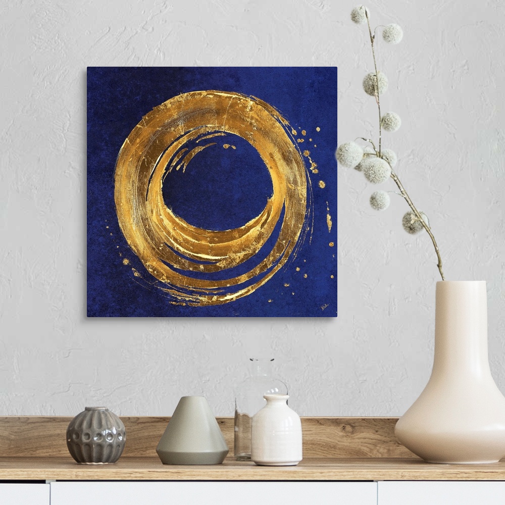 A farmhouse room featuring Gold Circle on Blue