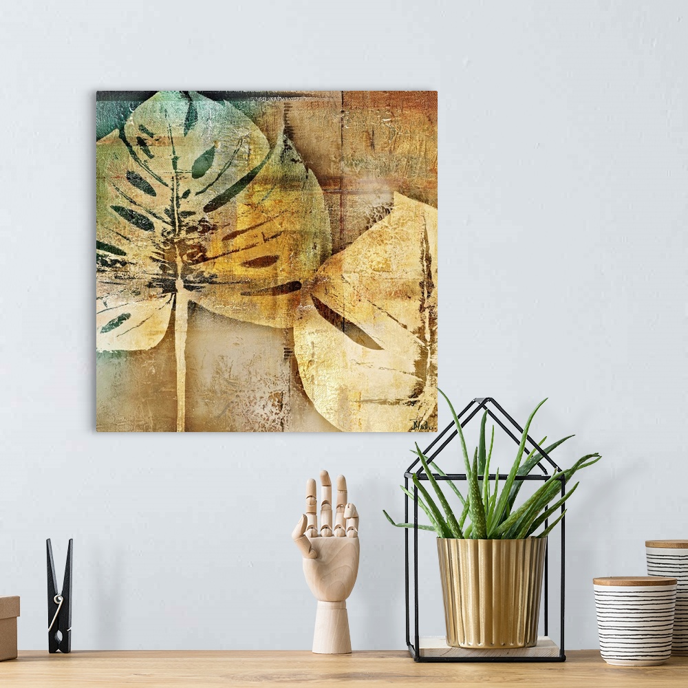 A bohemian room featuring Gold Leaves II
