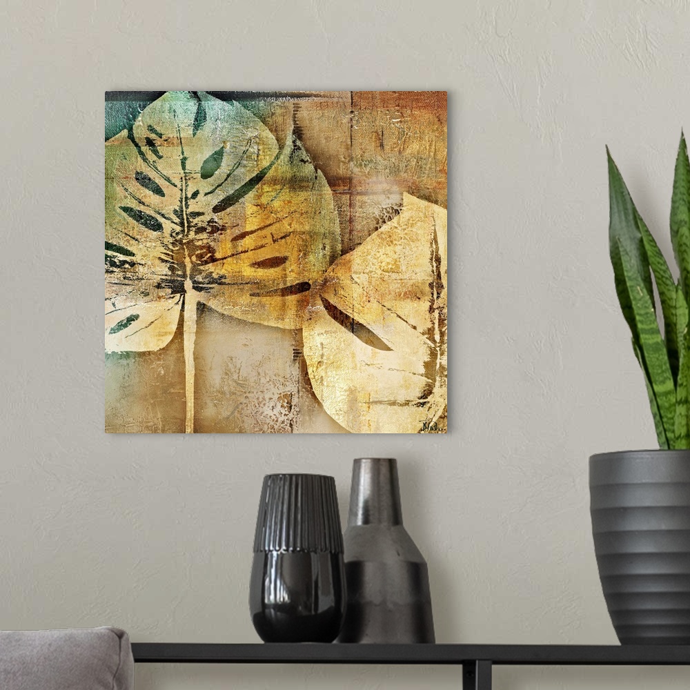A modern room featuring Gold Leaves II