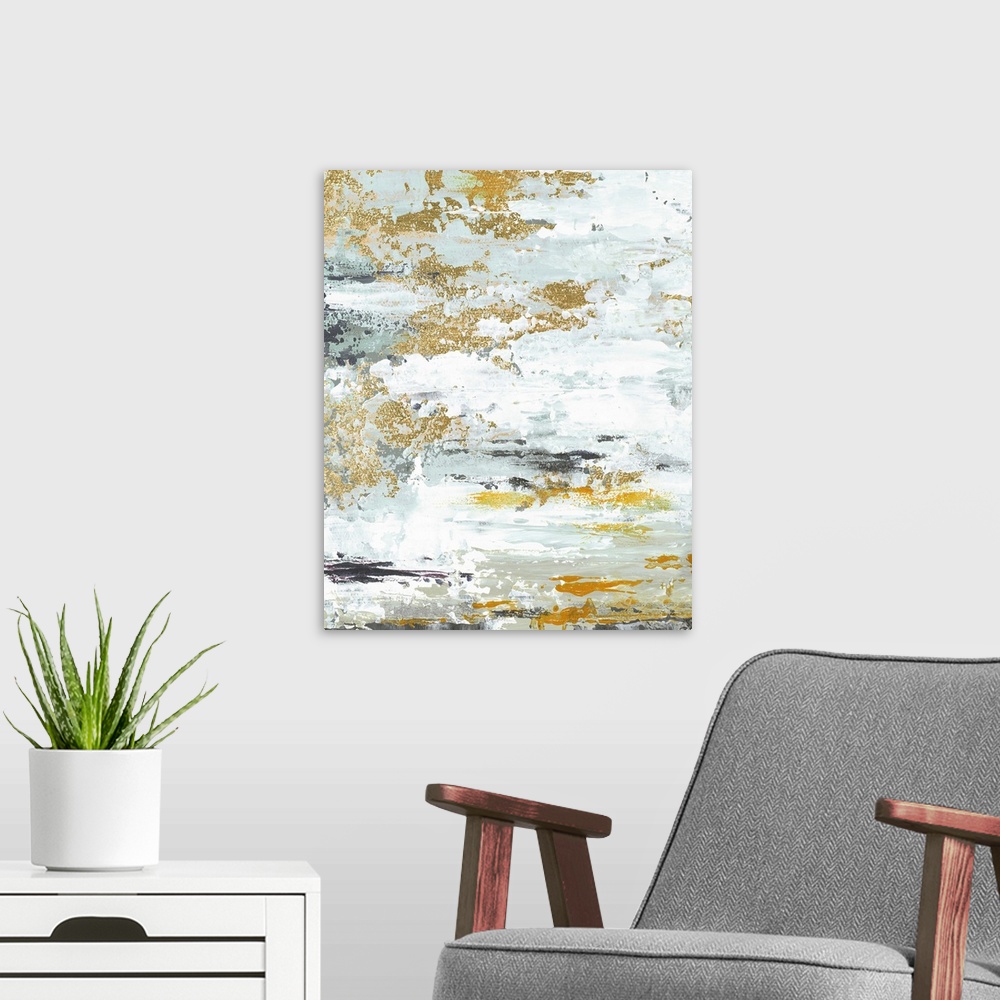 A modern room featuring Gold Magic Vertical Abstract II