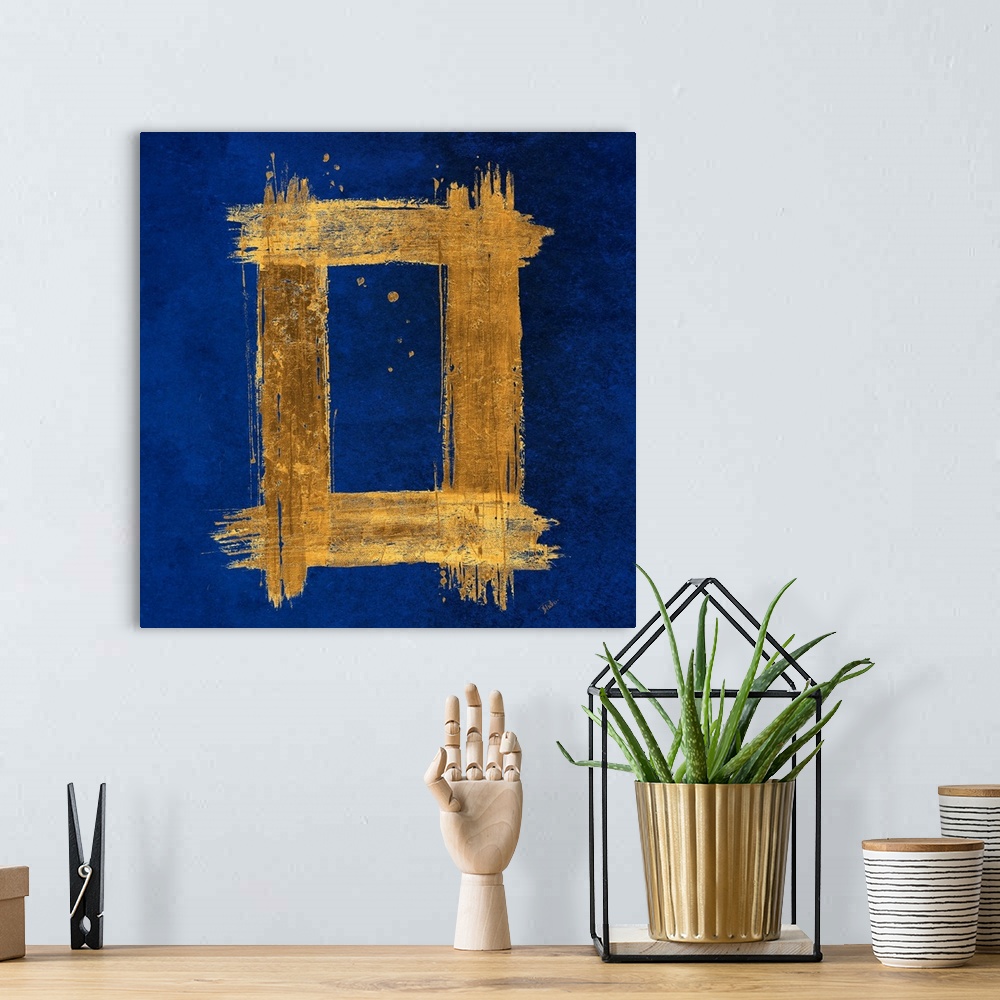 A bohemian room featuring Gold Rectangle on Blue