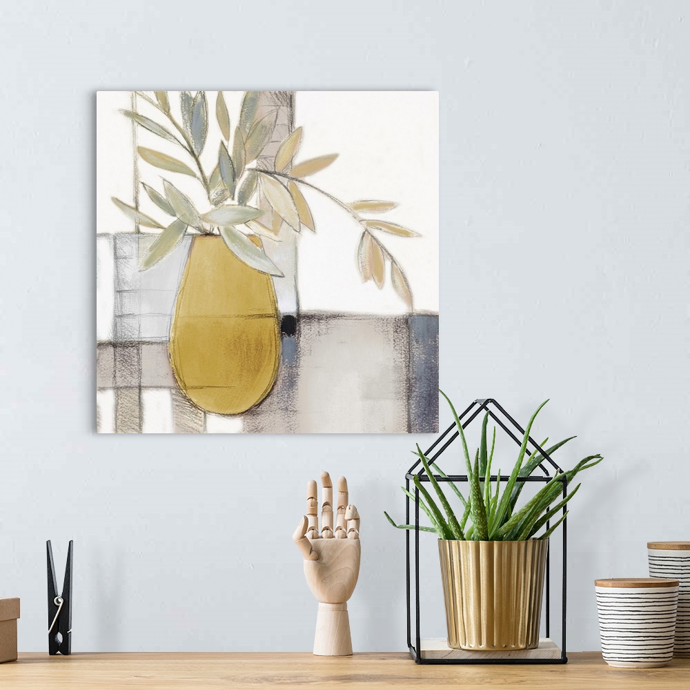 A bohemian room featuring Golden Afternoon Bamboo Leaves I