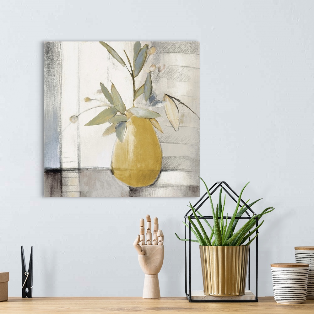 A bohemian room featuring Golden Afternoon Bamboo Leaves II