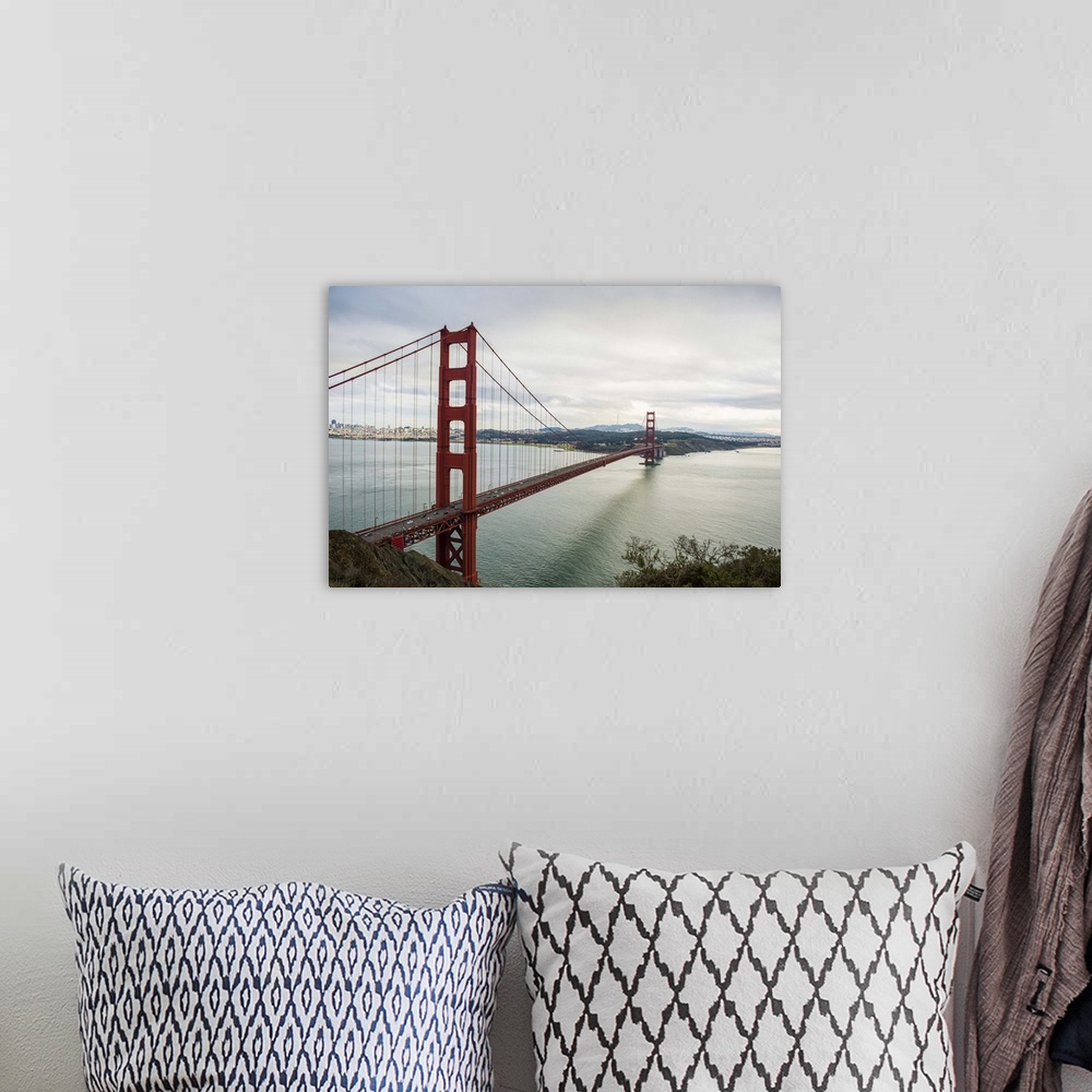 A bohemian room featuring View of the Golden Gate Bridge over the San Francisco Bay, California.