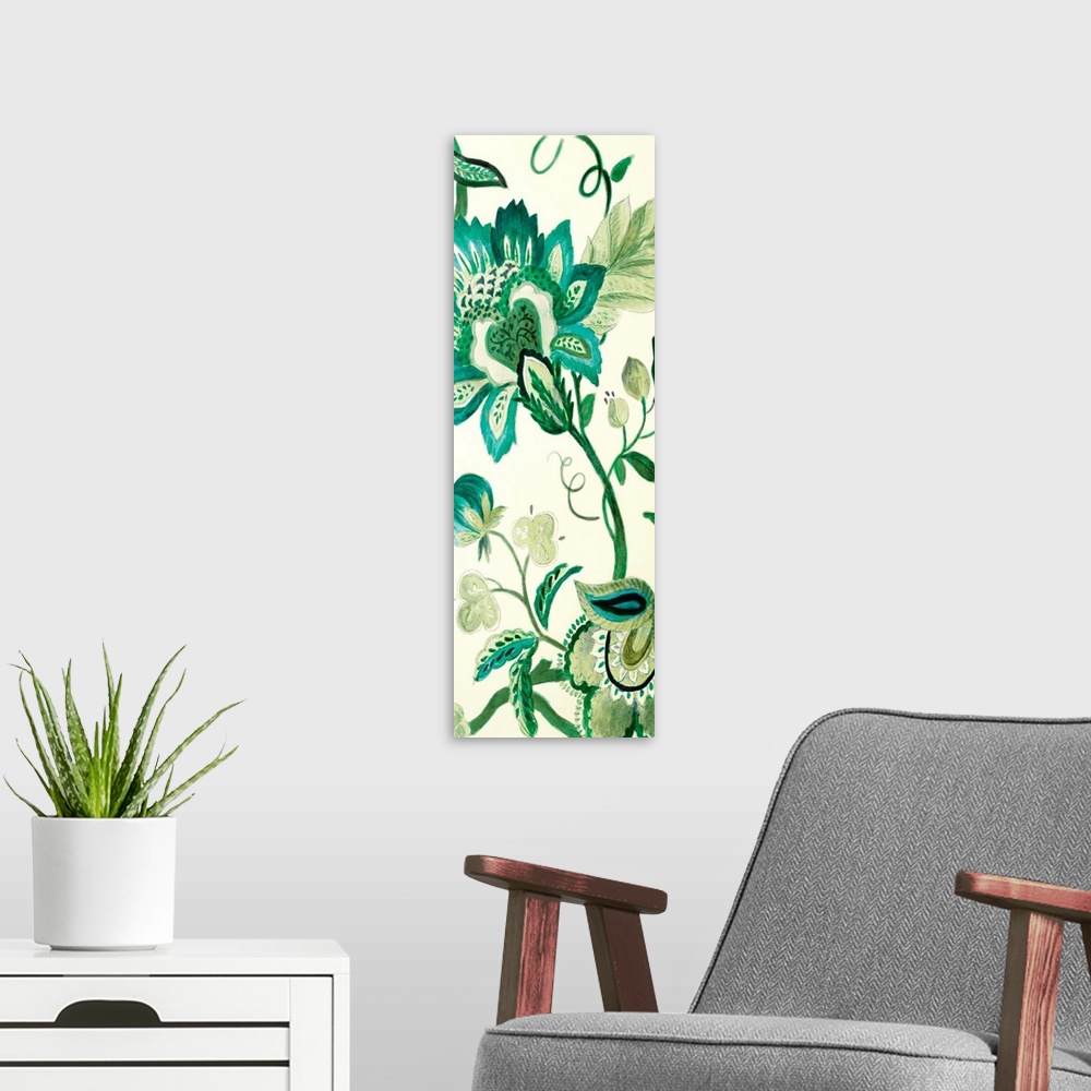 A modern room featuring Green Capri Floral II