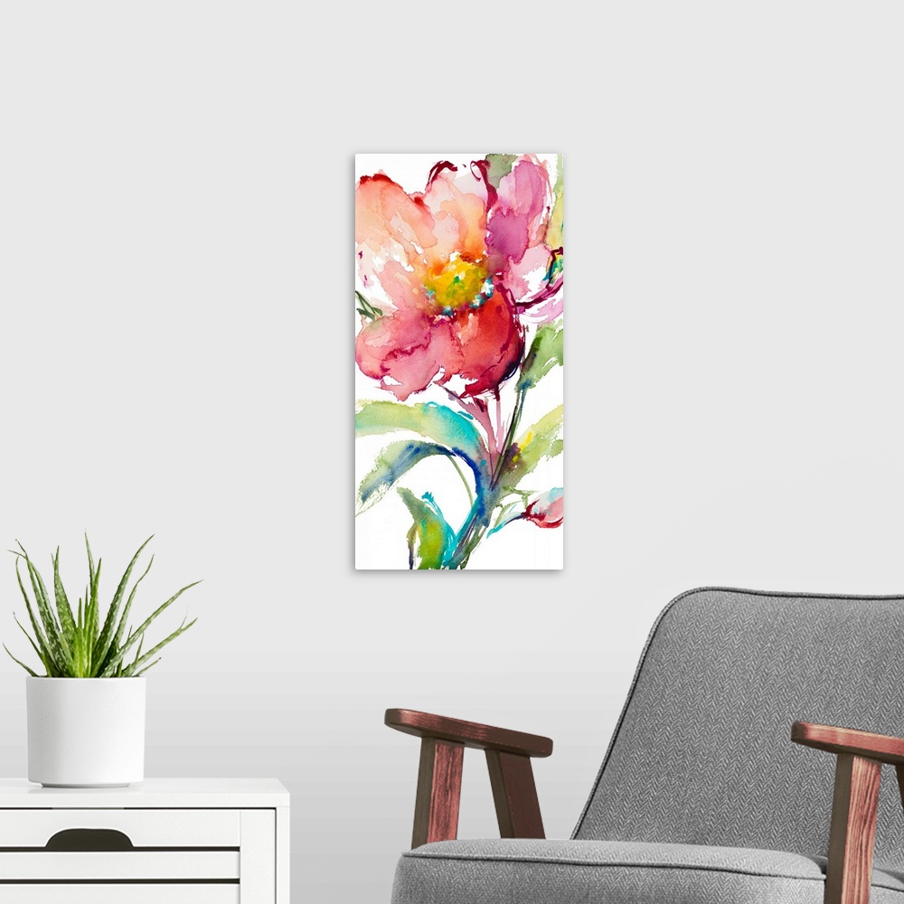 A modern room featuring Happy Blooms II