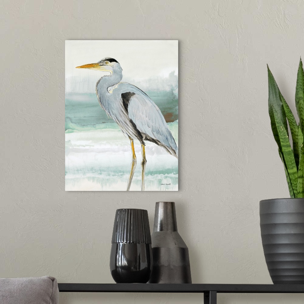 A modern room featuring Heron on Seaglass  I