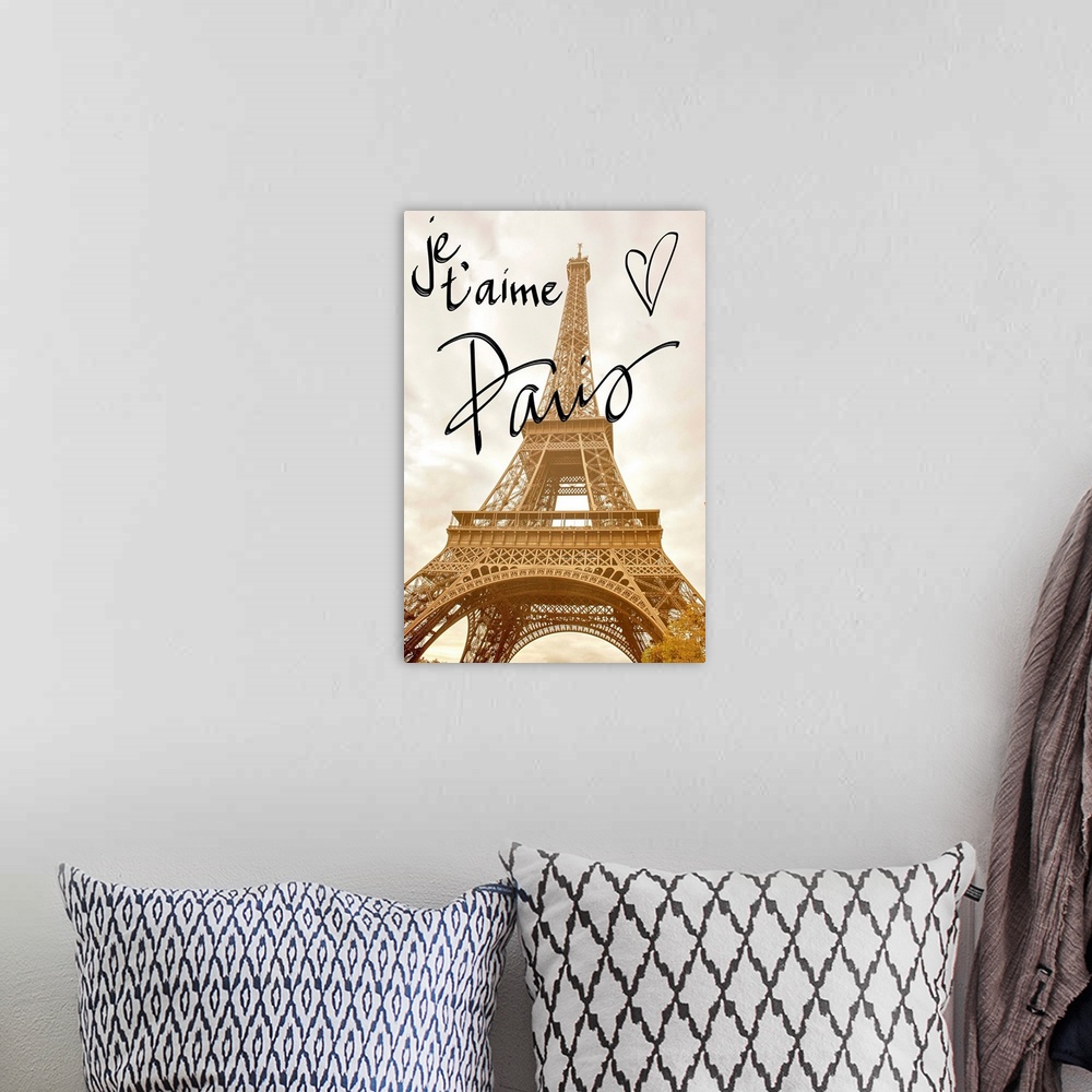 A bohemian room featuring Je t'aime Paris
