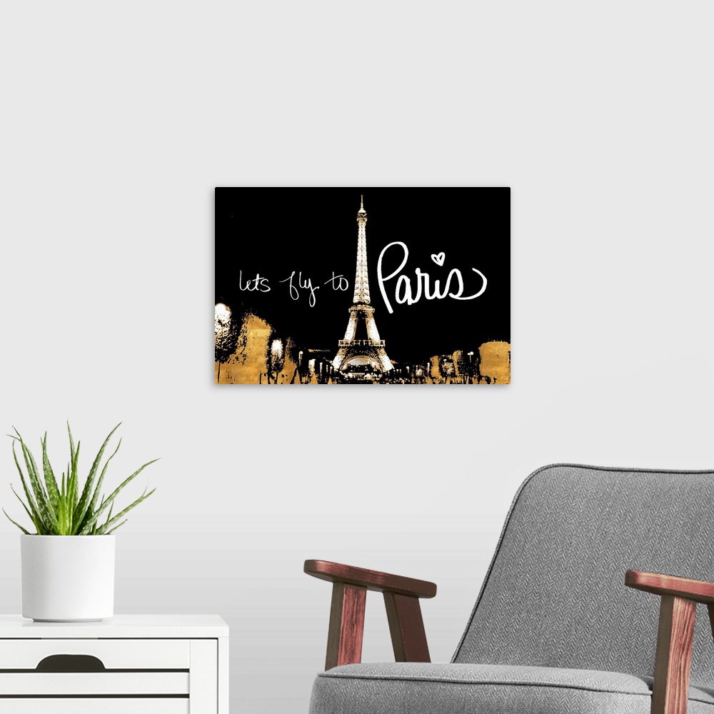A modern room featuring Let's Fly To Paris