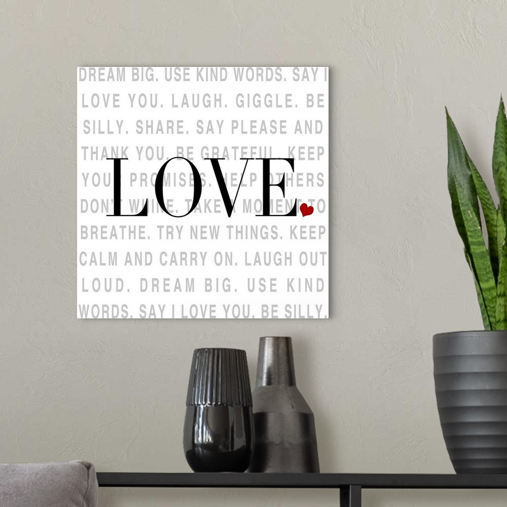 A modern room featuring Love and Life I
