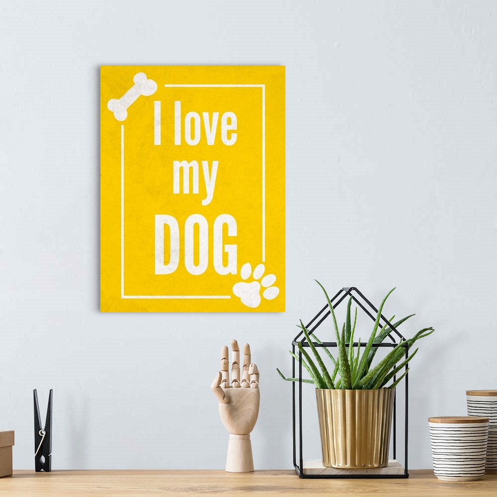 A bohemian room featuring Love my Dog Yellow