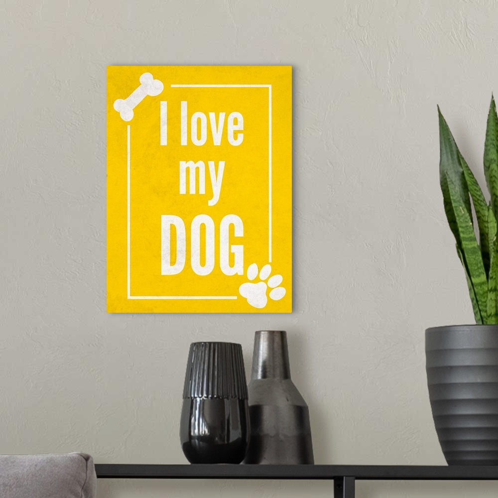 A modern room featuring Love my Dog Yellow