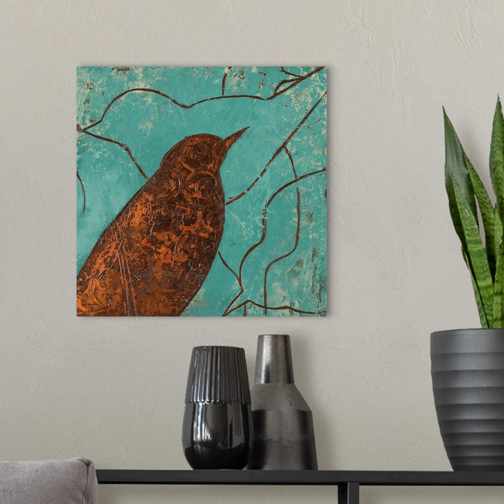 A modern room featuring Lovely Birds I