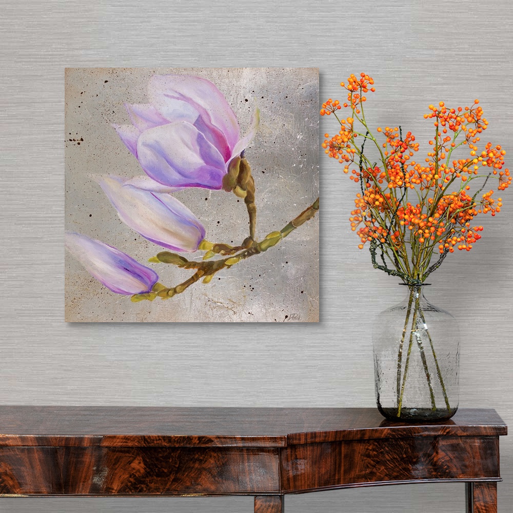 A traditional room featuring Magnolia on Silver Leaf I