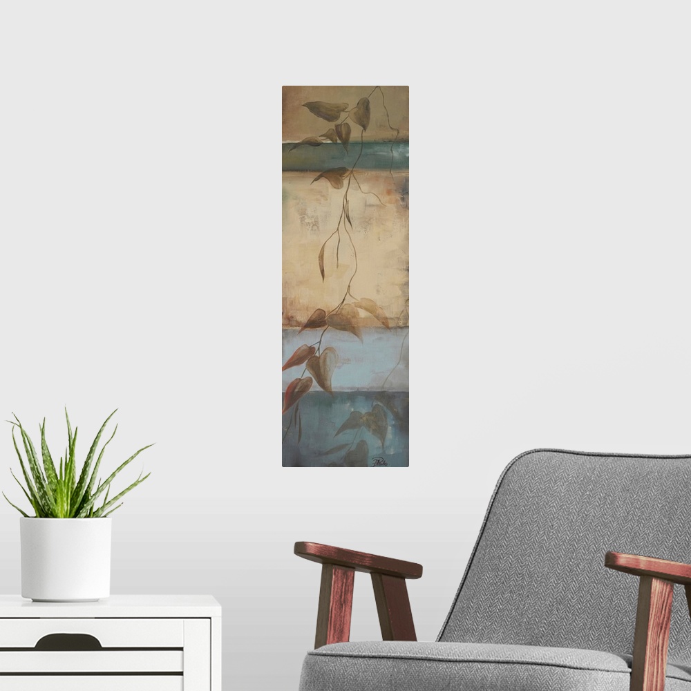 A modern room featuring Original Size: 12x36"; oil on canvas