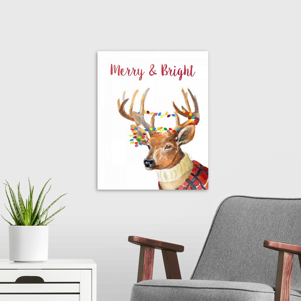A modern room featuring Merry and Bright Reindeer