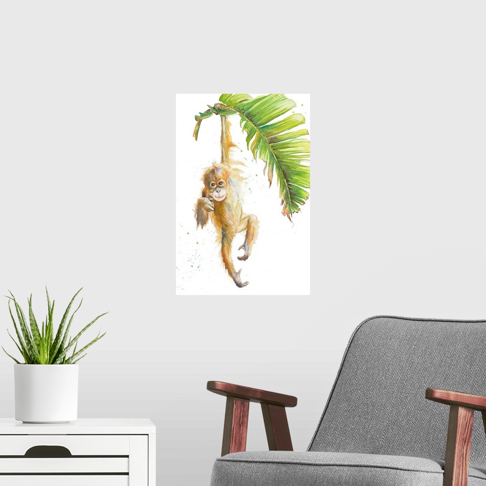 A modern room featuring Monkeys In The Jungle I