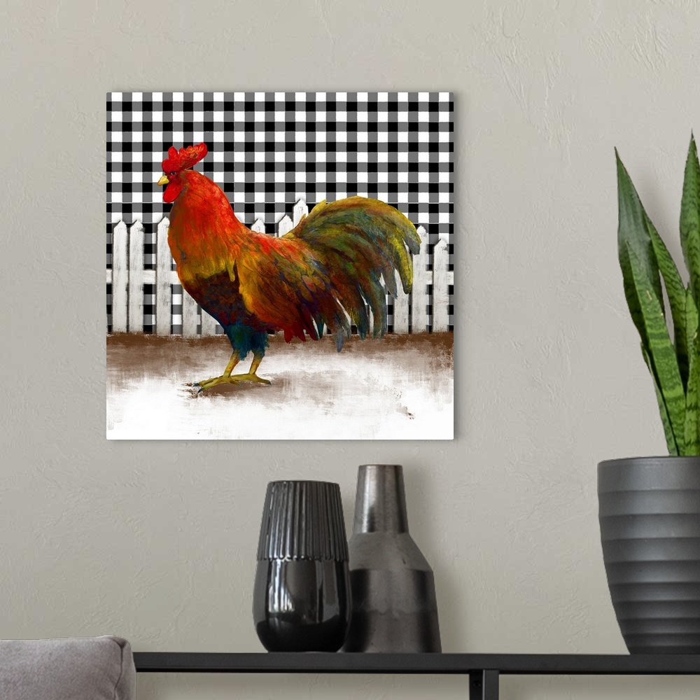 A modern room featuring Morning Rooster II