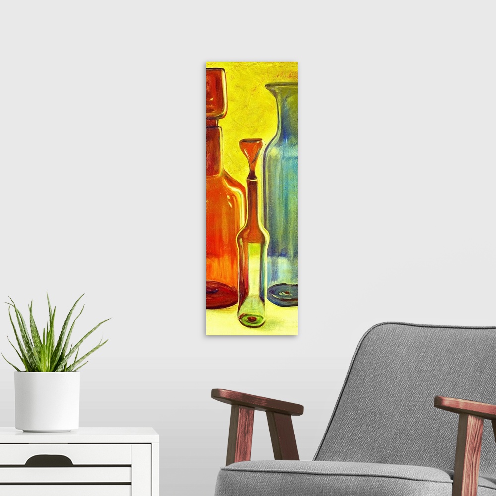 A modern room featuring Original Size: 24x24 / mixed media on canvas