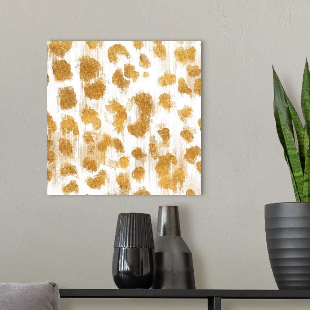 A modern room featuring Gold animal print pattern on white.