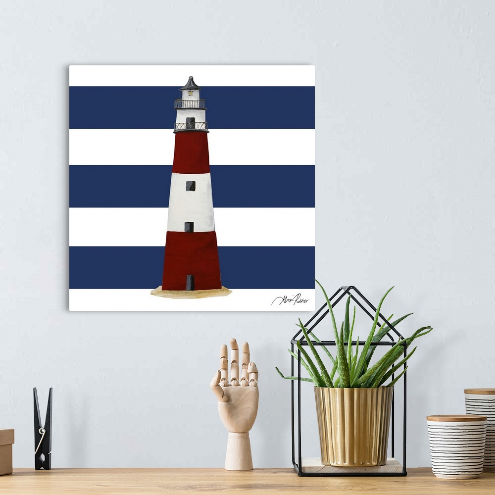 A bohemian room featuring Nautical Stripe Light House
