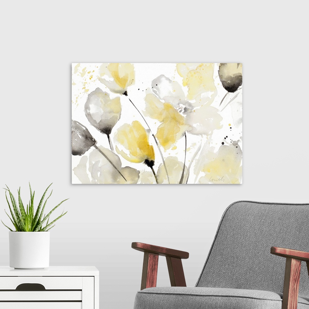 A modern room featuring Neutral Abstract Floral II