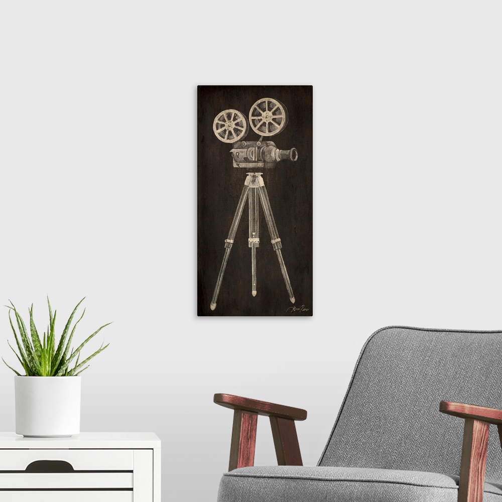 A modern room featuring Now Showing Projector Stand