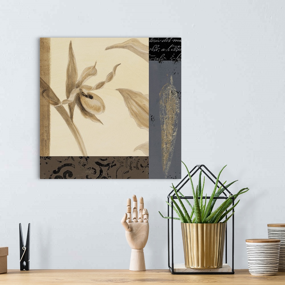 A bohemian room featuring acrylic; detail of "Serene Orchid"; original size: 24x8