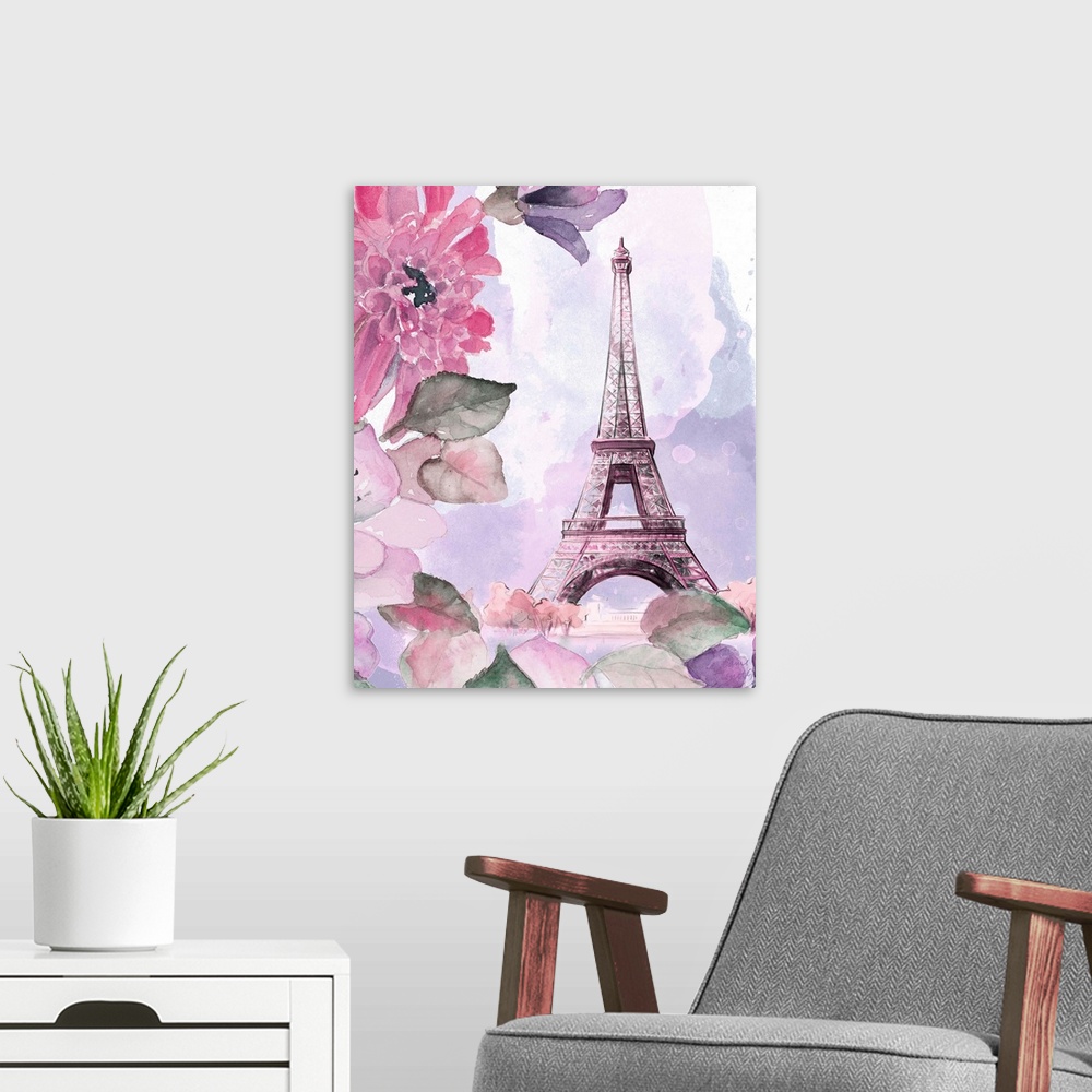 A modern room featuring Parisian Blossoms I
