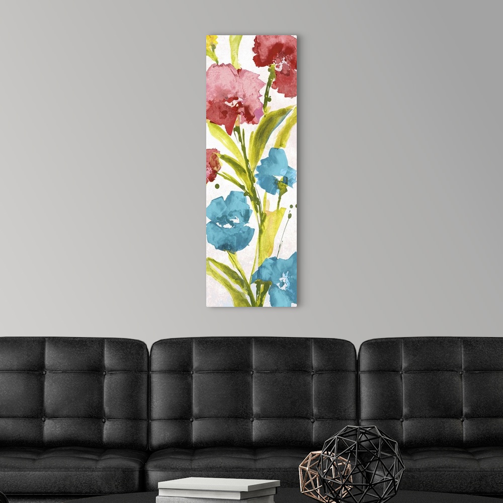 A modern room featuring Pavots - Multicolor I