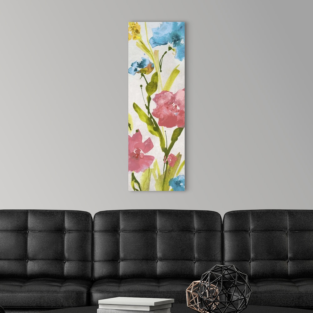 A modern room featuring Pavots - Multicolor II
