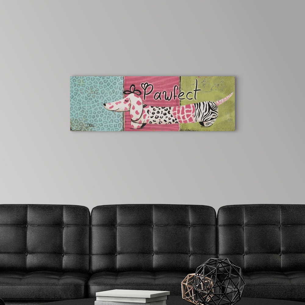 A modern room featuring Original Size: 24x8 / Oil on canvas