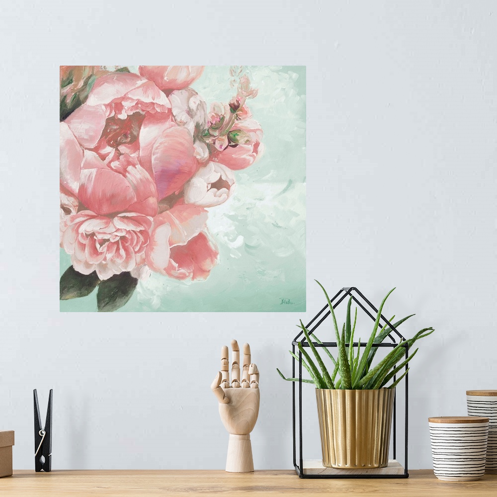 A bohemian room featuring Pink Peonies I