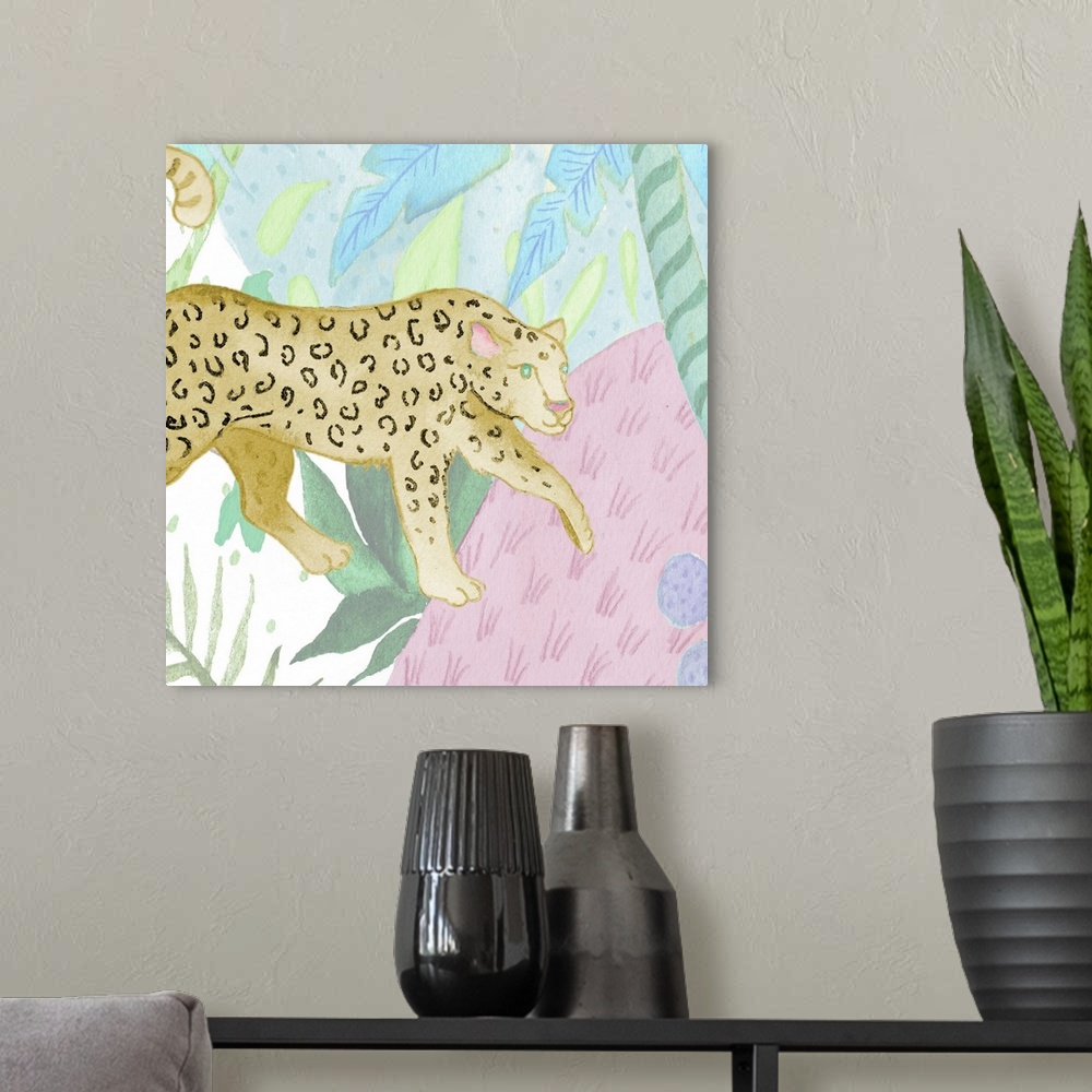 A modern room featuring Playful Cheetah In Yellow