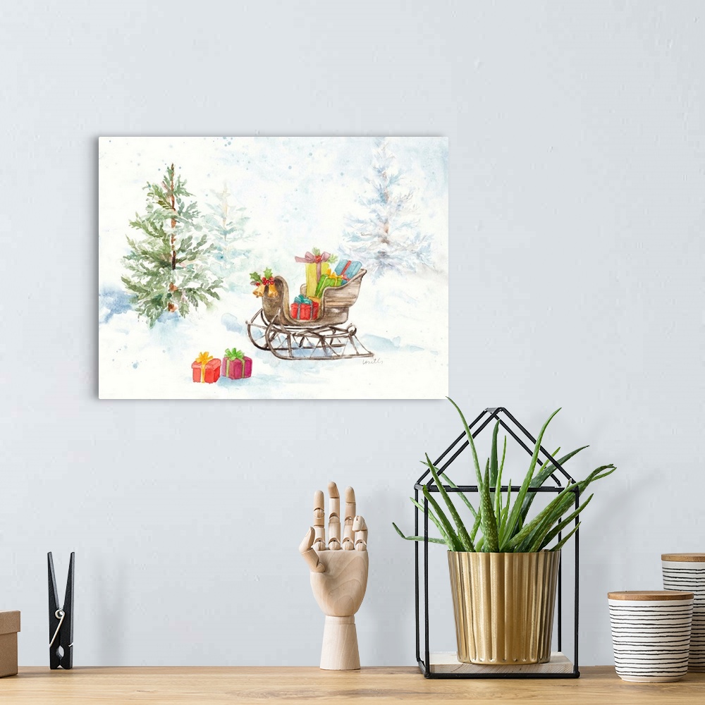 A bohemian room featuring Presents In Sleigh On Snowy Day