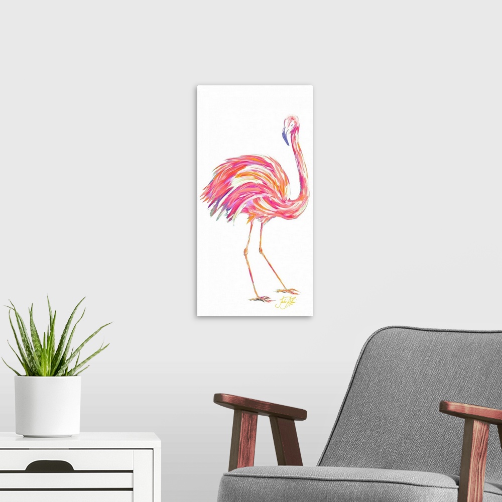 A modern room featuring Punchy Flamingo II