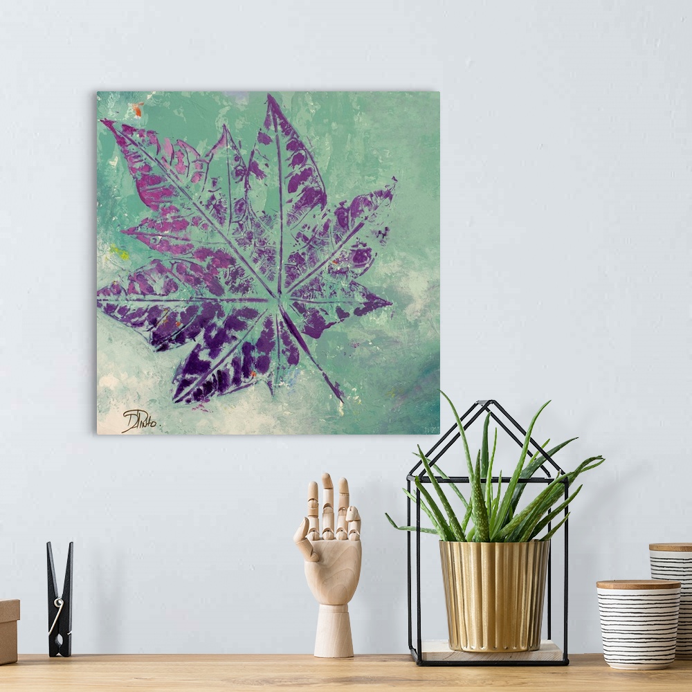 A bohemian room featuring Purple Leaves Flying I