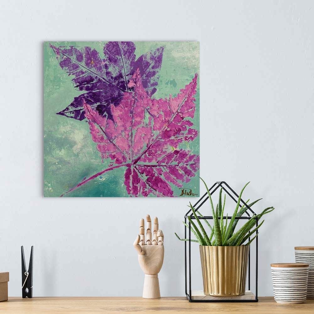 A bohemian room featuring Purple Leaves Flying II