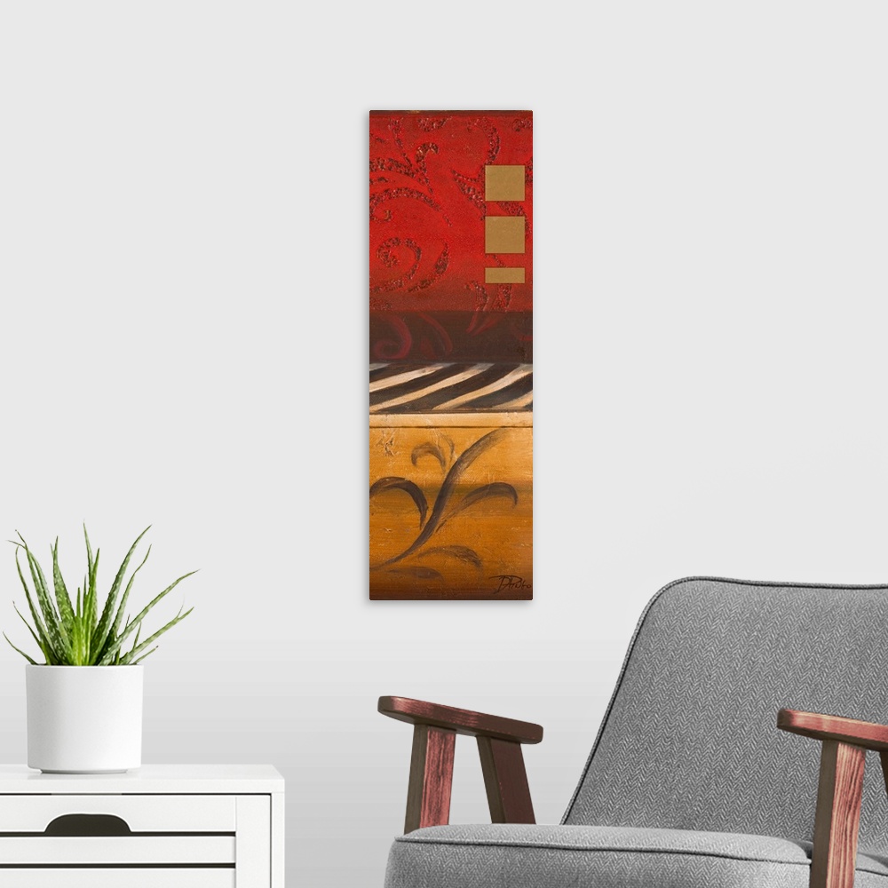 A modern room featuring Orignal Size: 10x17 / mixed media