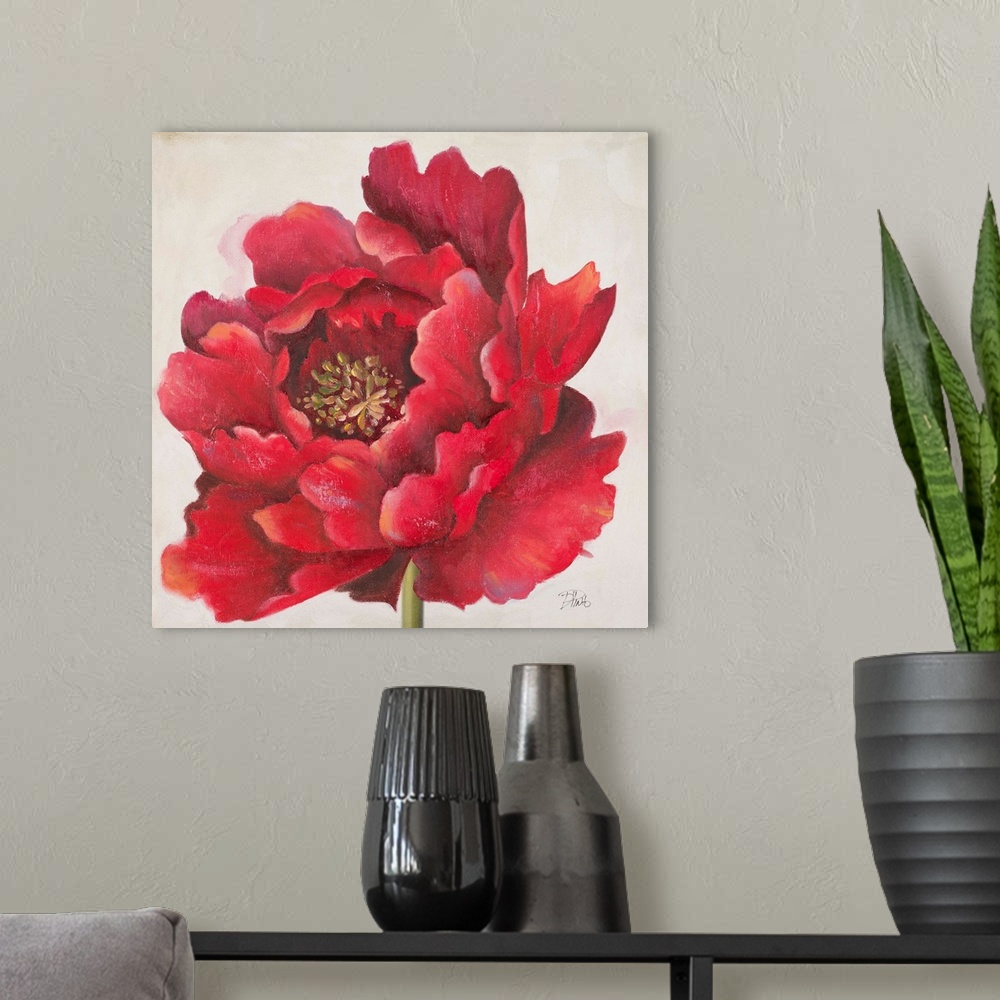A modern room featuring Red Peony