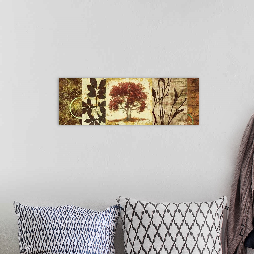 A bohemian room featuring Red Tree Panel I